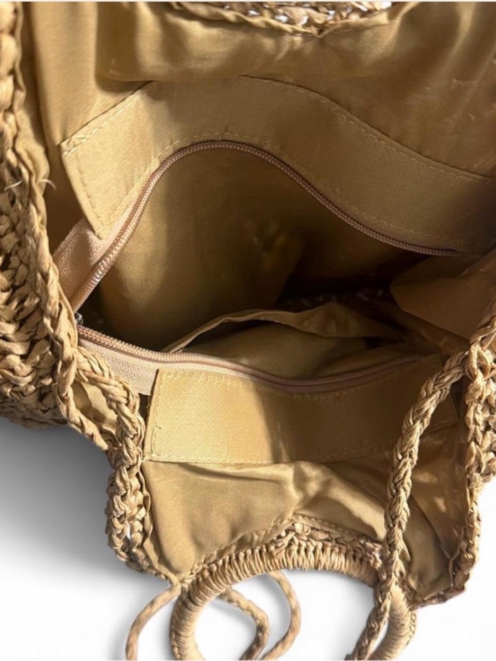 Source Unknown Round Woven Tote in Natural Tan - Picture 3 of 5